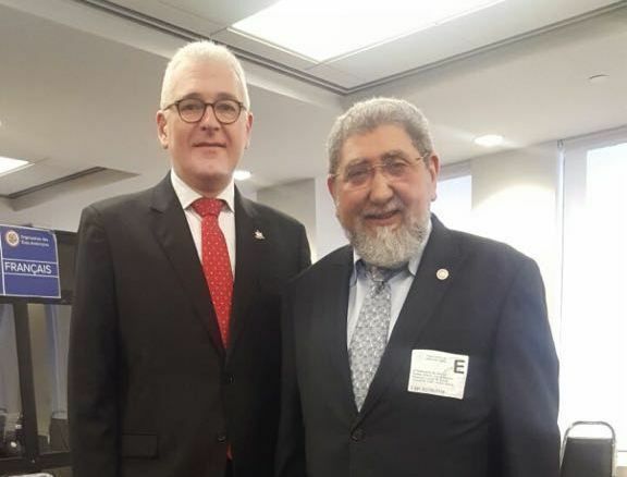 Vice-reitor Jacob Cohen (à direita) com o reitor da Universidade Federal do Pará, professor Emmanuel Tourinho, durante o Congresso nos EUA